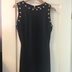 Michael Kors Navy Fitted Dress w/ Large Gold Studs